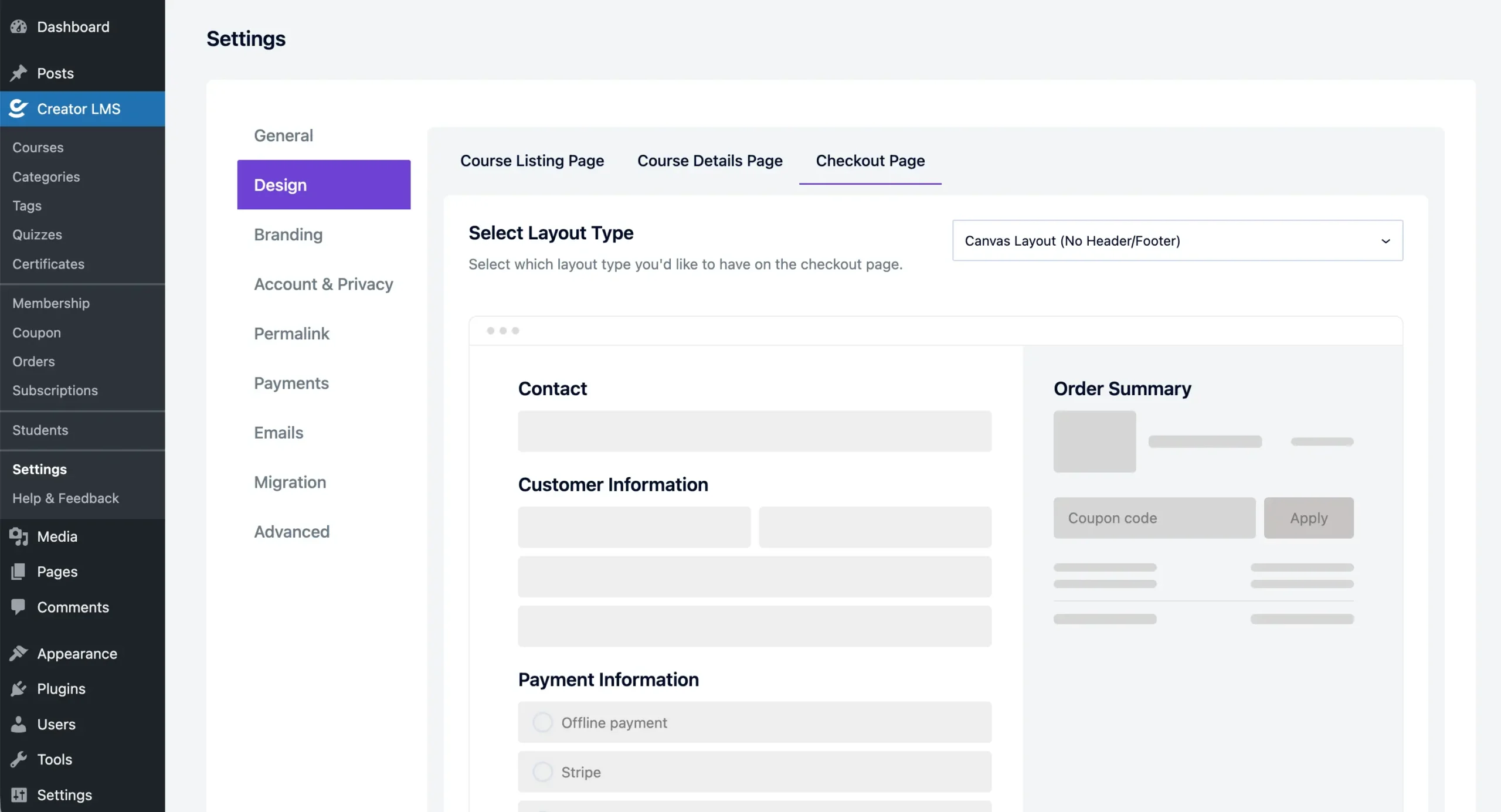 Settings 4 Creator LMS Checkout Page Settings 1 scaled