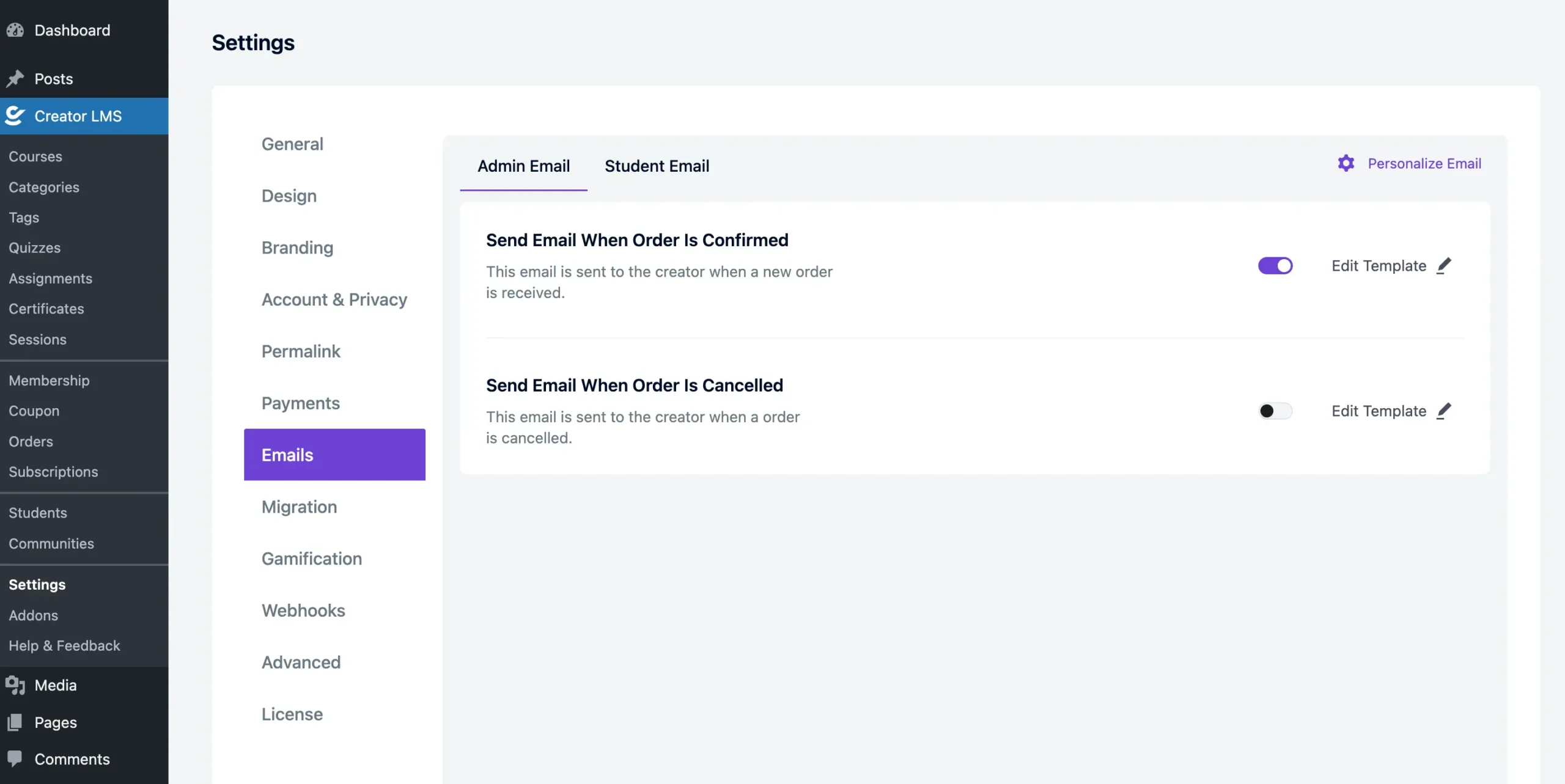 Settings 9 Creator LMS Email List scaled