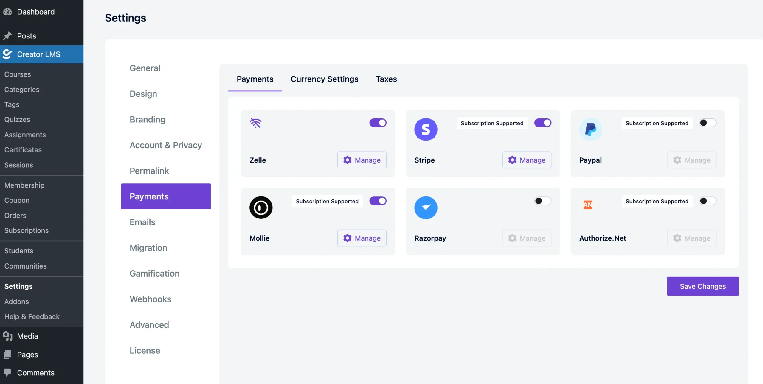 Settings 8 Creator LMS Payement Settings scaled