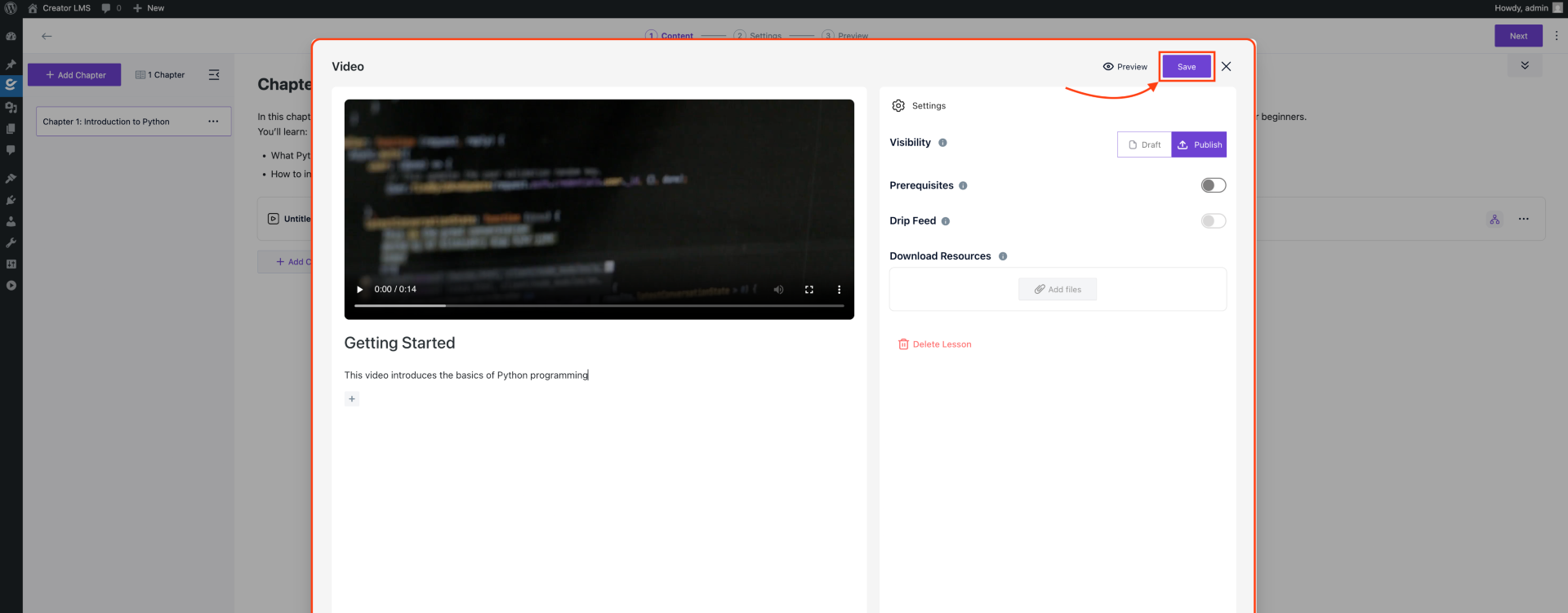 Chapters and Lessons | Creator LMS