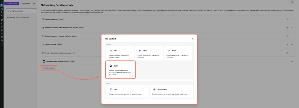 Add a New Zoom Content