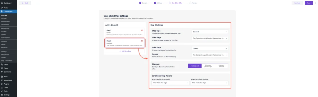 Additional Steps in Upsell_Downsell