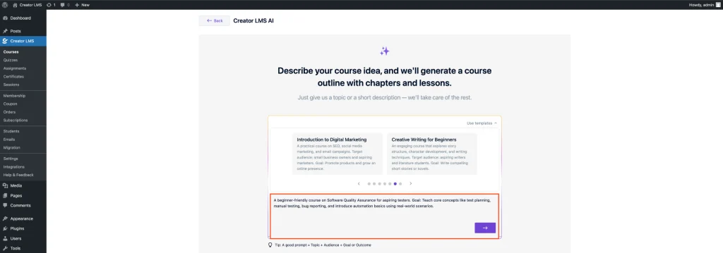 Custom Course Prompt 