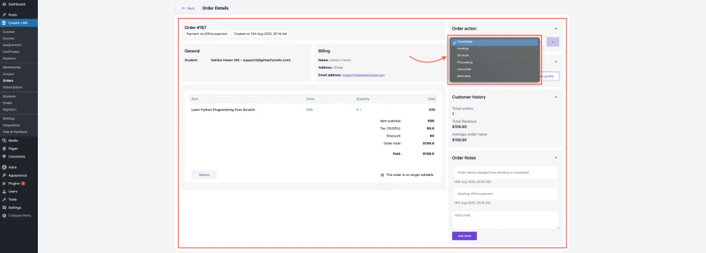 Detailed Order Report 