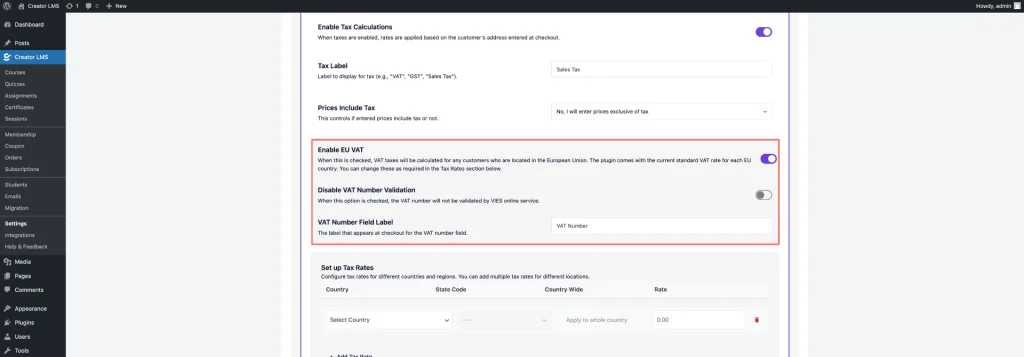 Choose Price Include Tax 