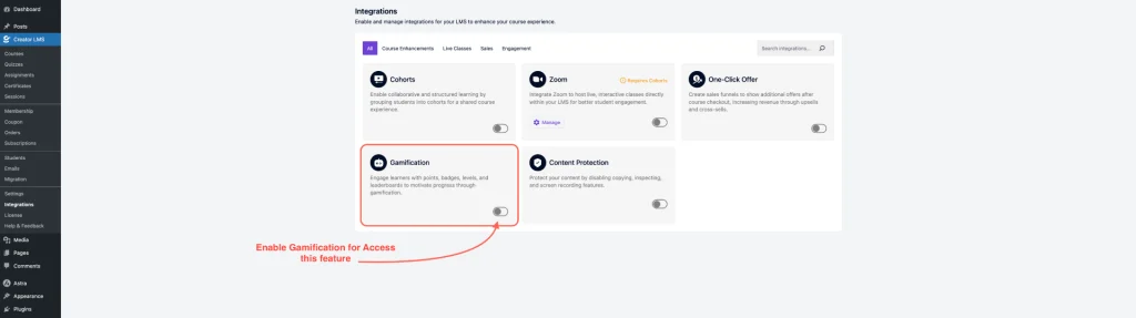 Integrations Dashboard 