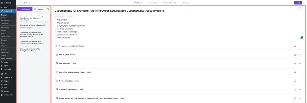 Over All Course Content