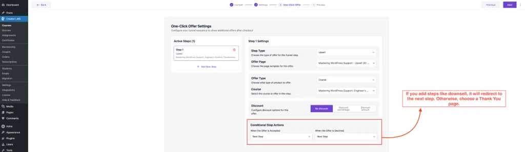 Redirect to Next Step