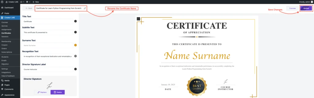 Edit Recognition Text 