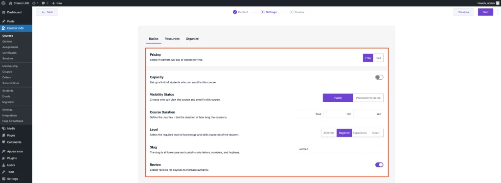Set Pricing and level 