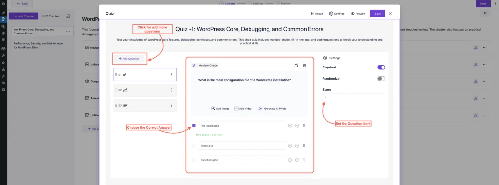 Set Matching Question in Classic Quiz 
