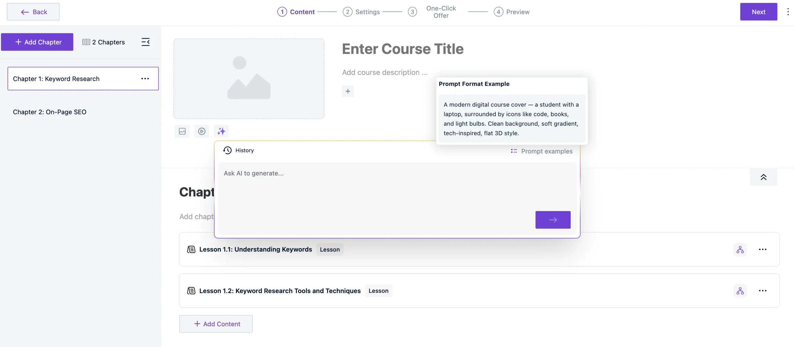 generate a course cover photo using AI