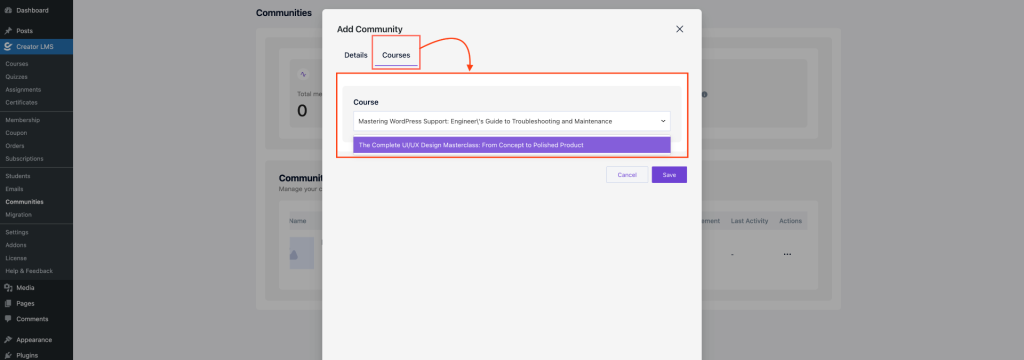 Choose the Community Course