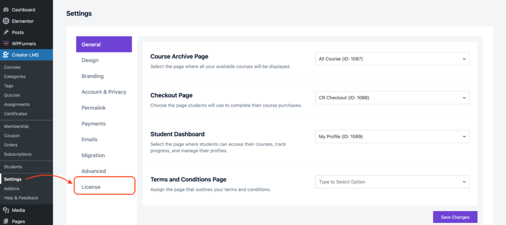 Pro Installation 9 Click on License Options