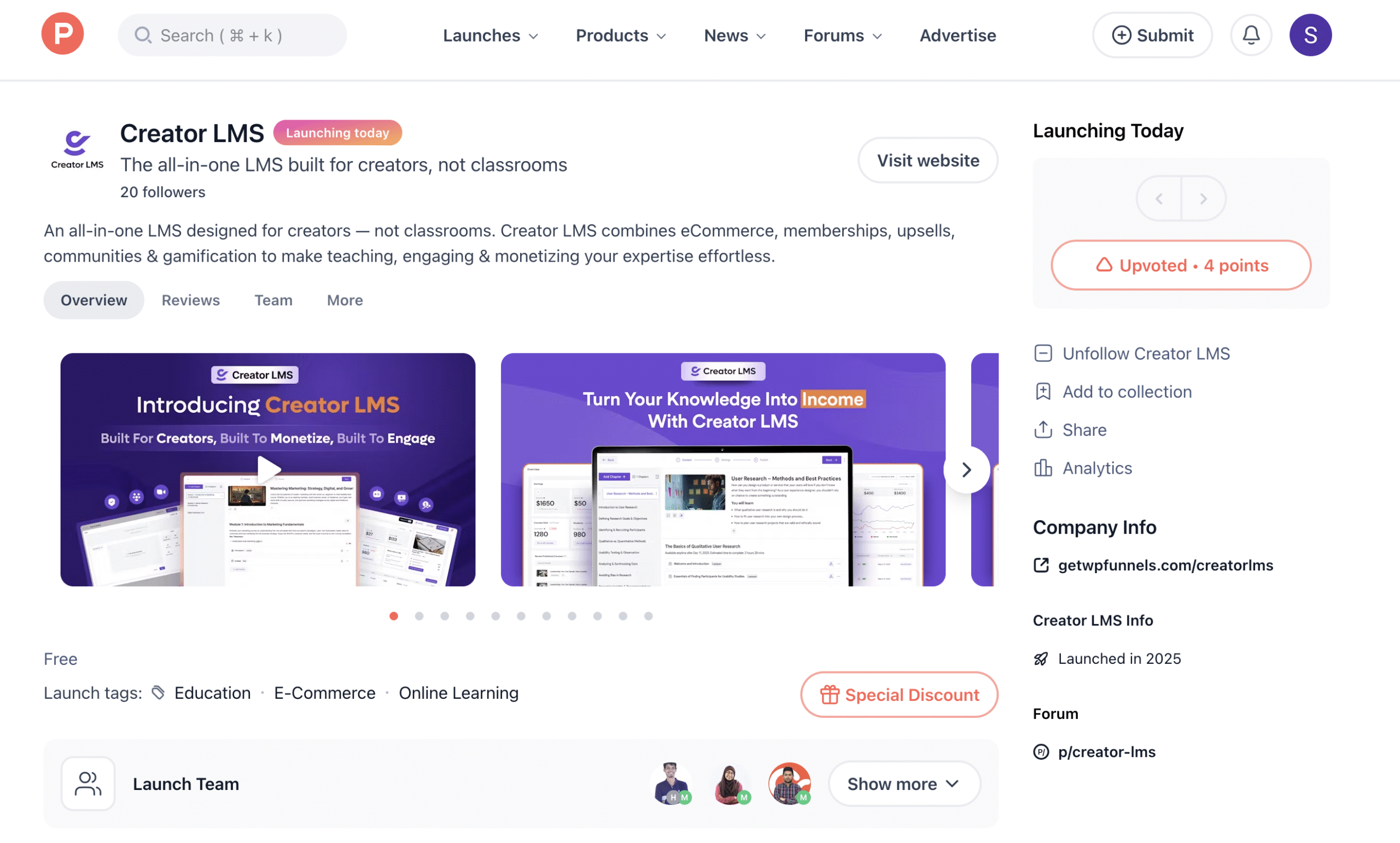 Creator LMS on Product Hunt