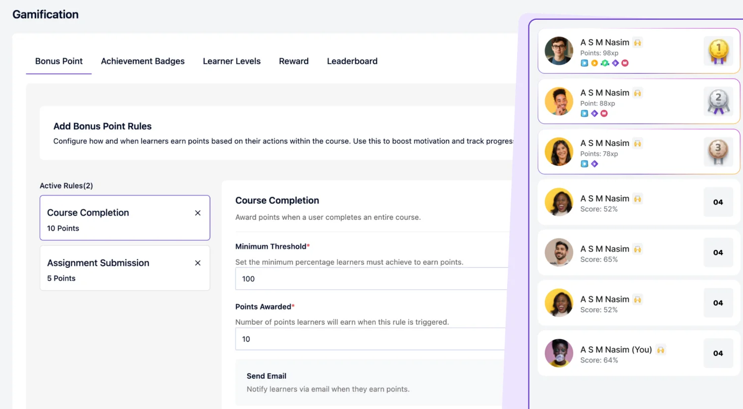 Introducing Creator LMS – Built For Creators, Built To Engage, Built To Monetize 7 Gamification Feature