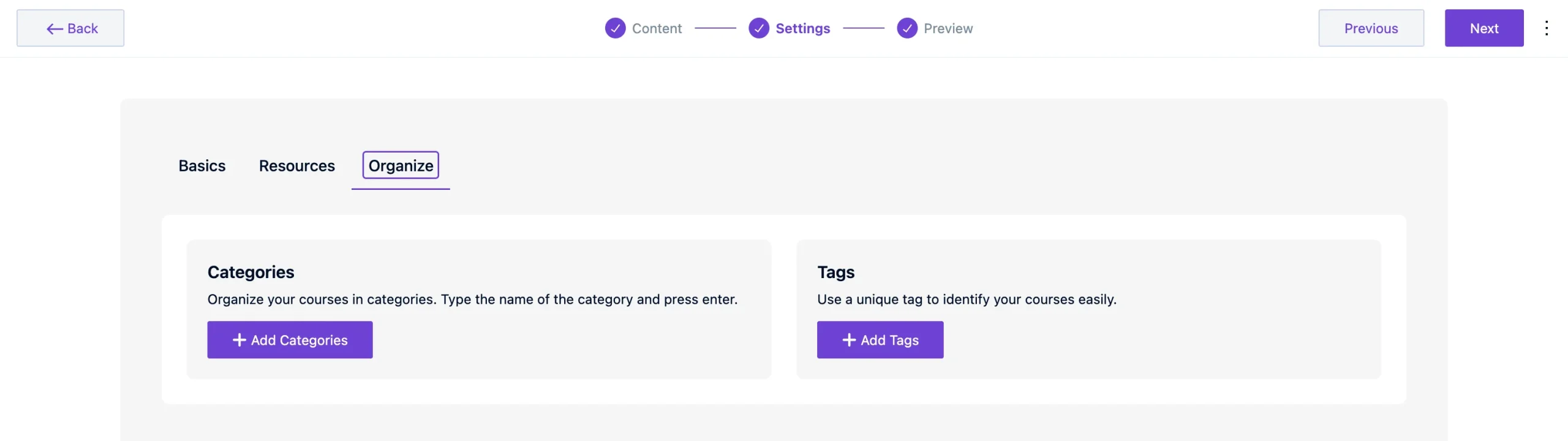 Organizing Courses with Categories and Tags