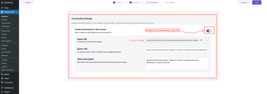 Unique Community URL