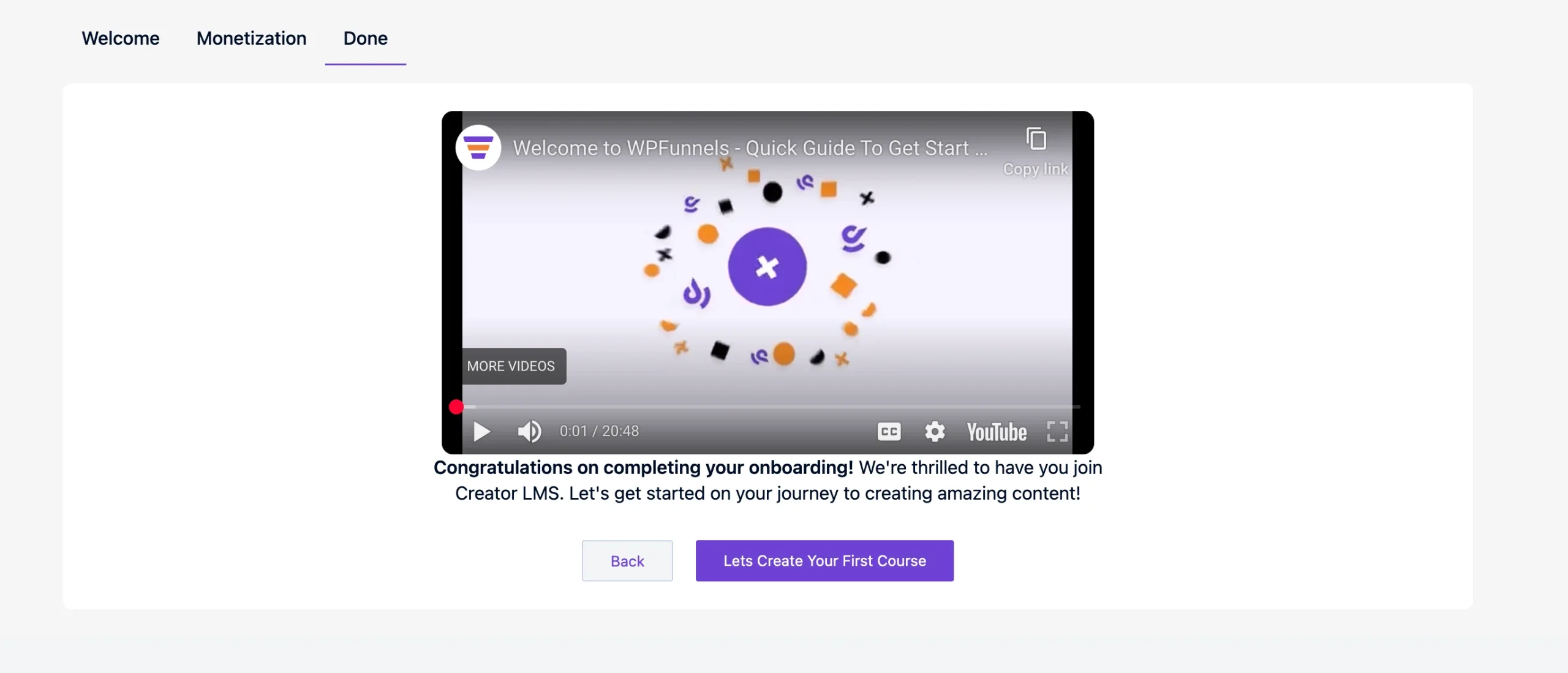 click “Let’s Create Your First Course”