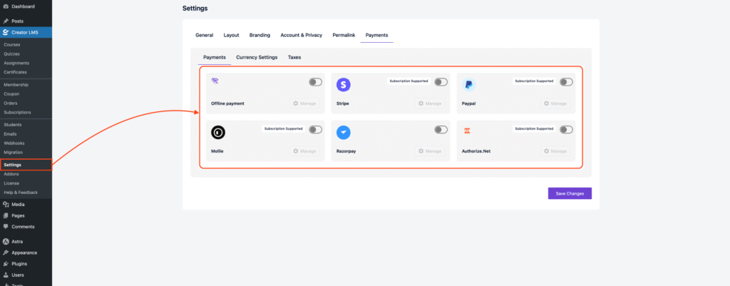 Payment Dashboard - Creator LMS