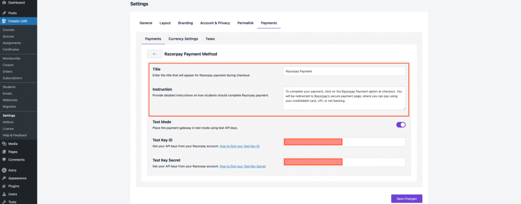 Set Title and Instruction
