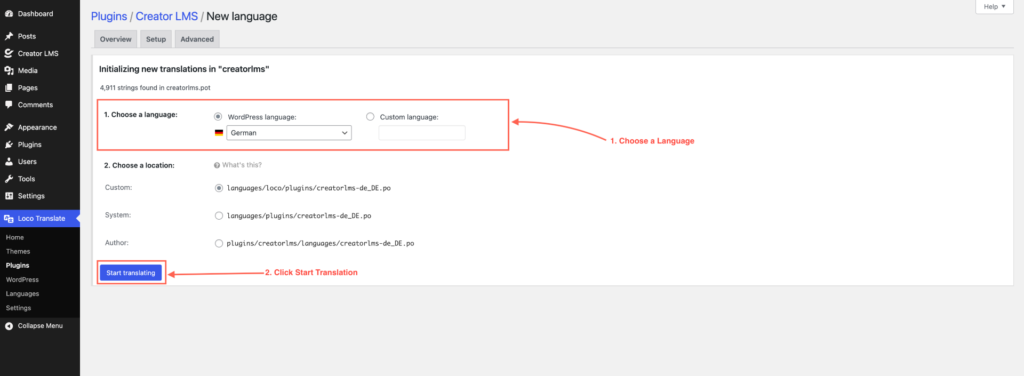 Choose a desire Language