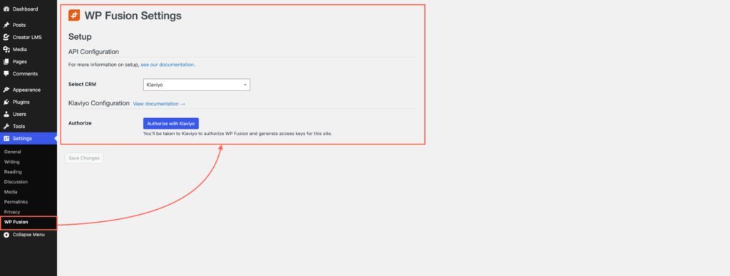 Choose the CRM as Klaviyo