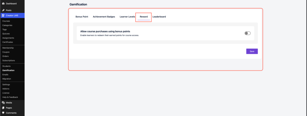 Go to Reward Section