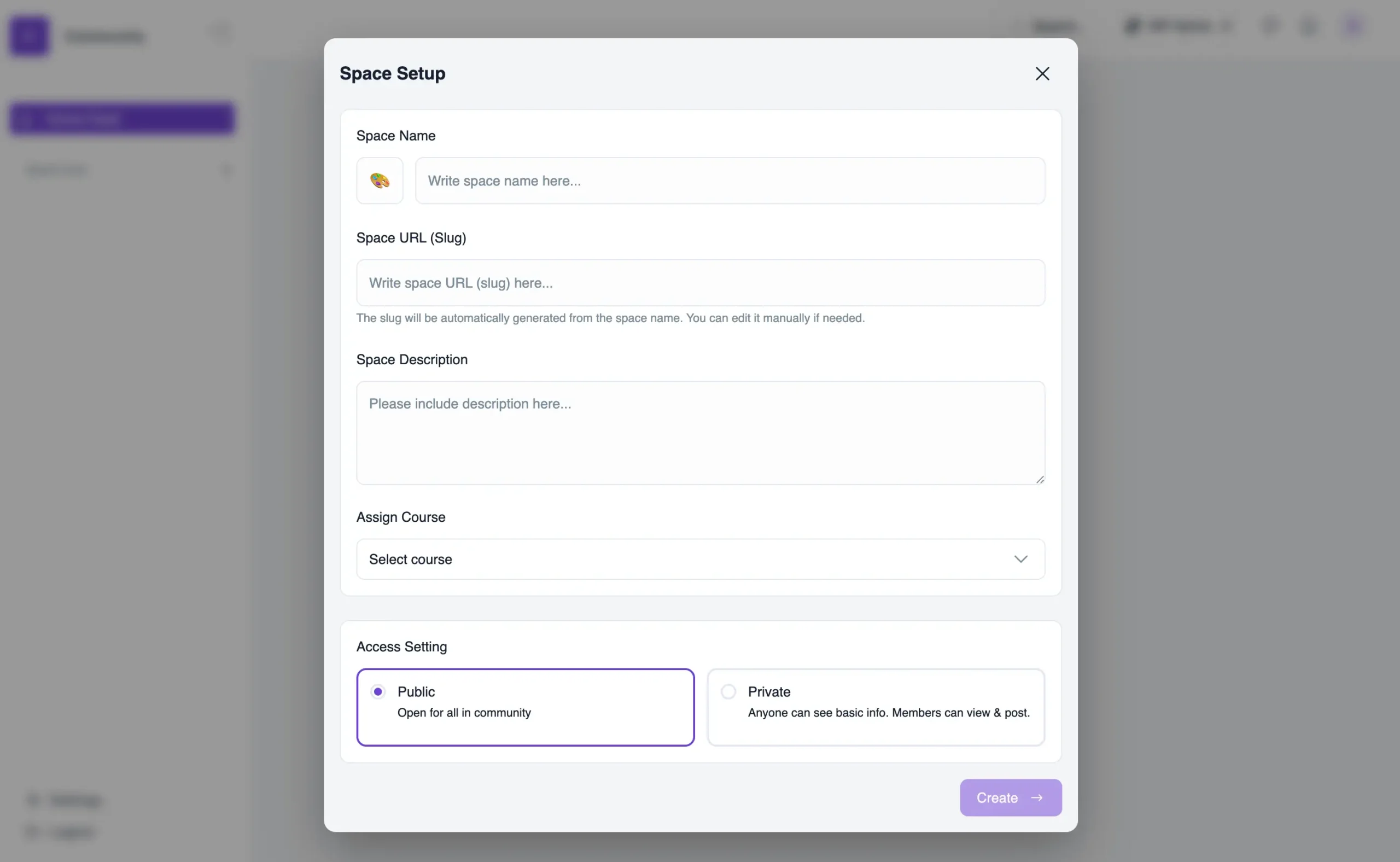 Creating a New Space in Creator LMS scaled